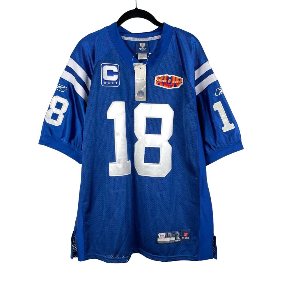 Peyton Manning Indianapolis Colts Super Bowl XLIV Mens Jersey Size 50 Reebok NWT